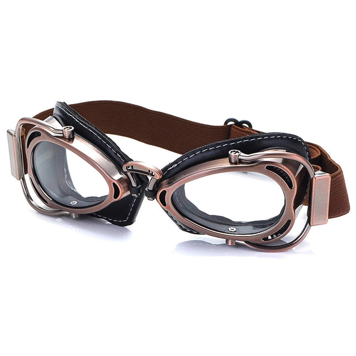 Lunettes de protection moto classiques pliables, verres anti-buée pour une vision optimale.