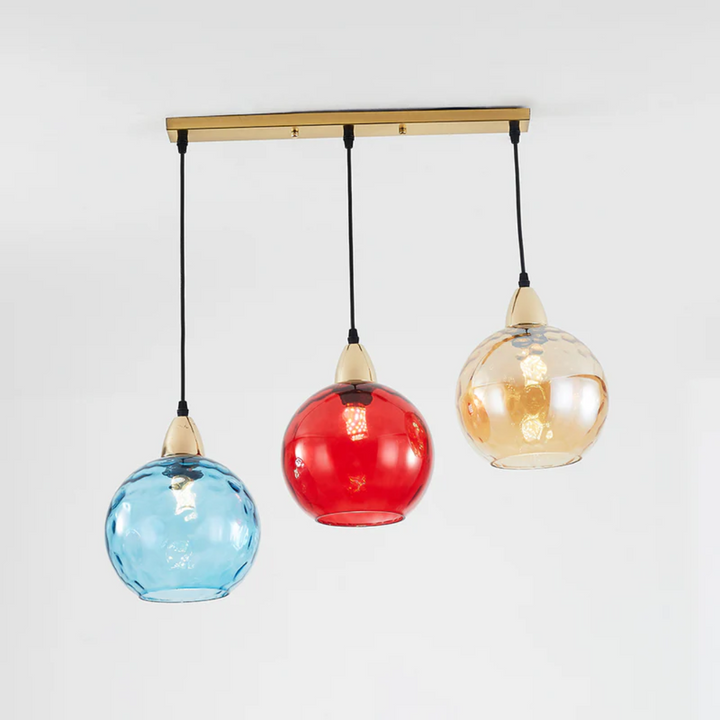 Luminaire suspension moderne 3 lampes, design contemporain unique et stylé.