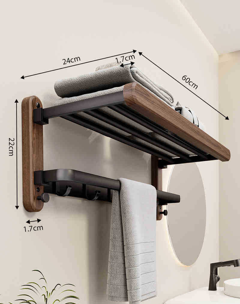 Porte-serviettes adhésif pour salle de bain. Rangement mural moderne et sans perçage pour organiser vos accessoires de bain.