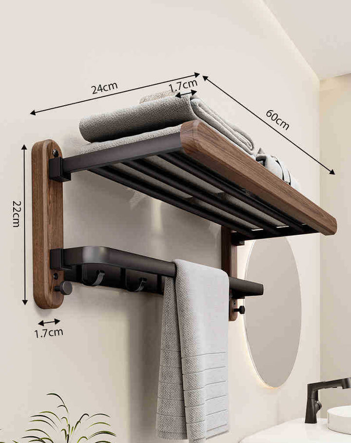 Porte-serviettes adhésif pour salle de bain. Rangement mural moderne et sans perçage pour organiser vos accessoires de bain.