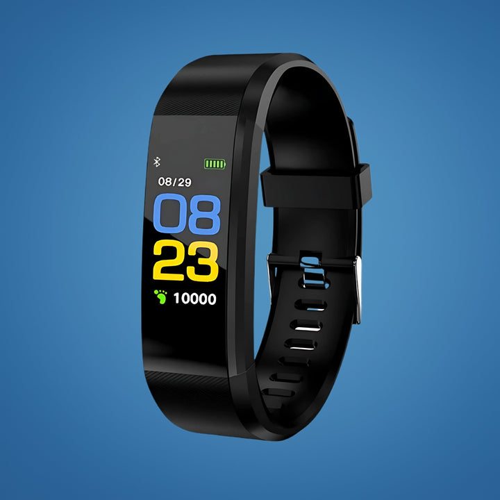 Montre connectée intelligente pour seniors, écran clair, détection de chutes et suivi santé précis.