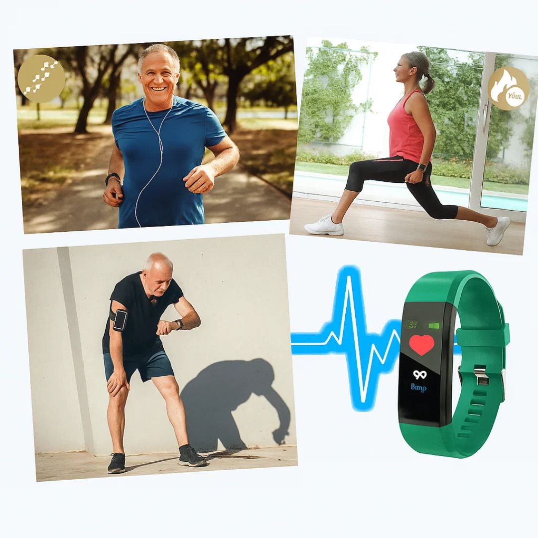 Design ergonomique de la montre connectée seniors au poignet, confort et technologie portable pour personnes âgées.