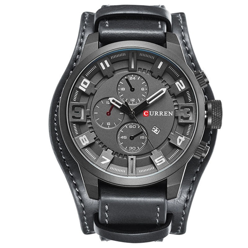 Élégante montre homme style navigateur, mouvement quartz. Un classique intemporel, polyvalente et chic.