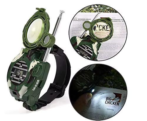 Gadget enfant 7-en-1: montre de survie talkie-walkie camouflage, outil essentiel pour l'aventure et le jeu durable.