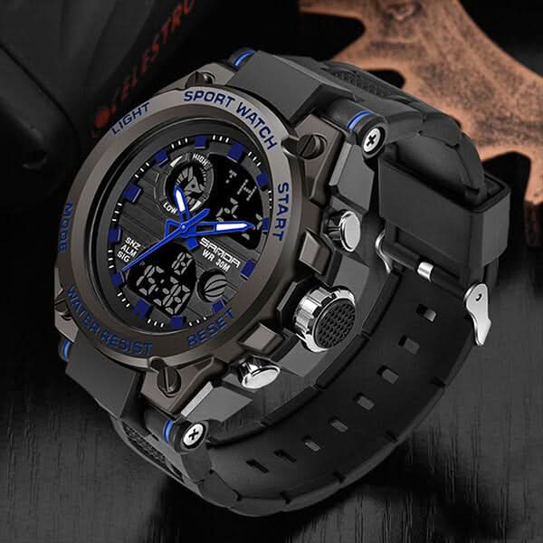 Montre sport multifonction homme, étanche, chronomètre, alarme. Idéale pour l'aventure.