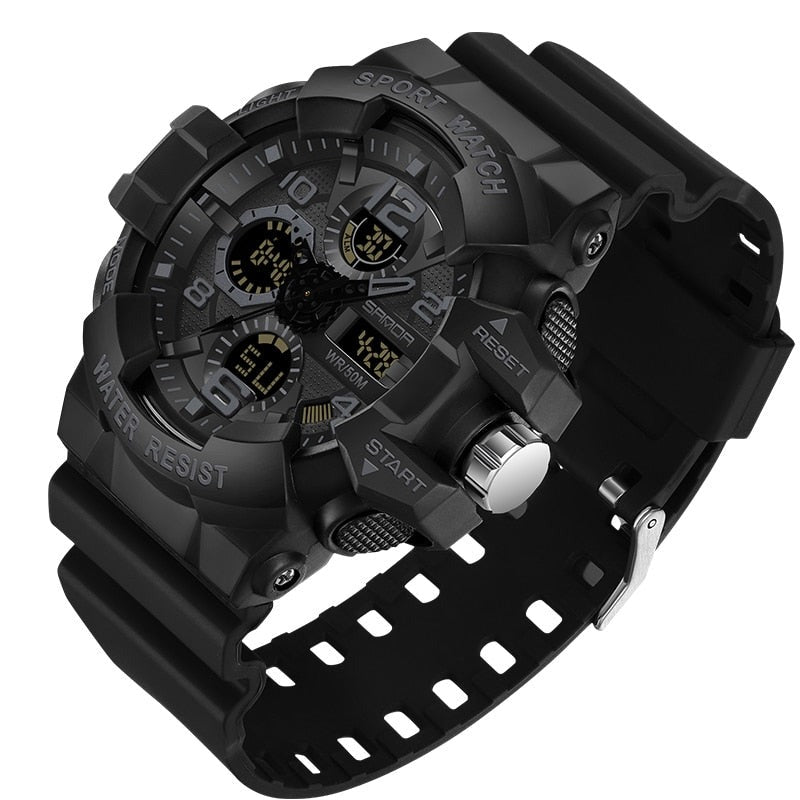 Montre numérique militaire pour homme avec chronomètre, robuste et étanche, pour sport extrême.