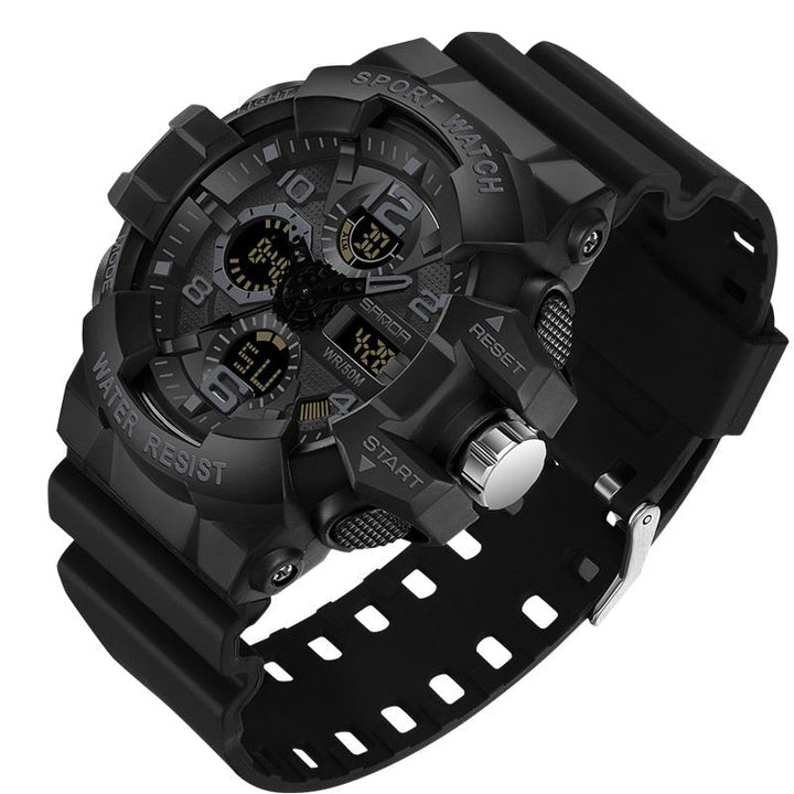 Montre numérique militaire pour homme avec chronomètre, robuste et étanche, pour sport extrême.