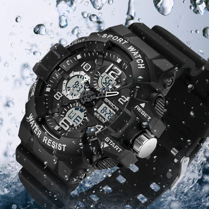 Montre numérique militaire homme, design robuste et fonctionnel, accessoire essentiel pour l'extérieur.