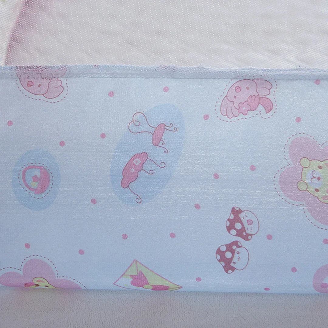 Moustiquaire de voyage pliable rose pour enfant, protection respirante contre les insectes, essentielle pour le sommeil.