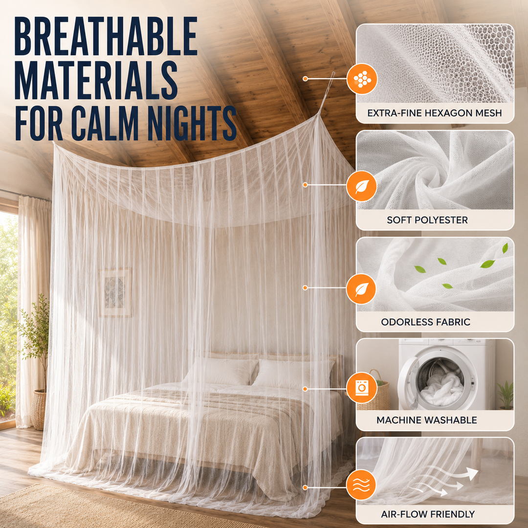 Élégante moustiquaire suspendue XL, maille fine protectrice pour un sommeil anti-insectes garanti.