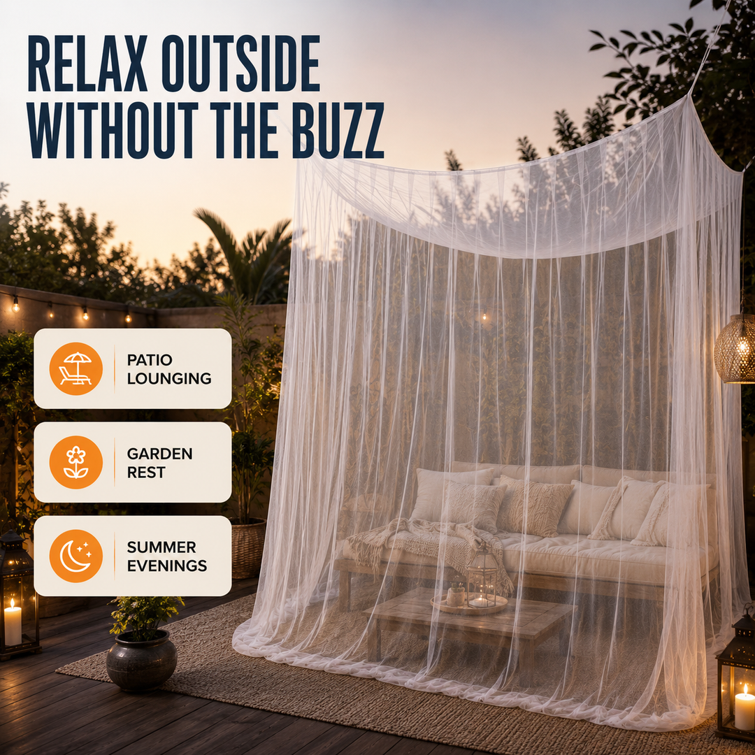 Moustiquaire XL pour protection anti-insectes en camping ou à la maison, assure des nuits sereines et sans piqûres.