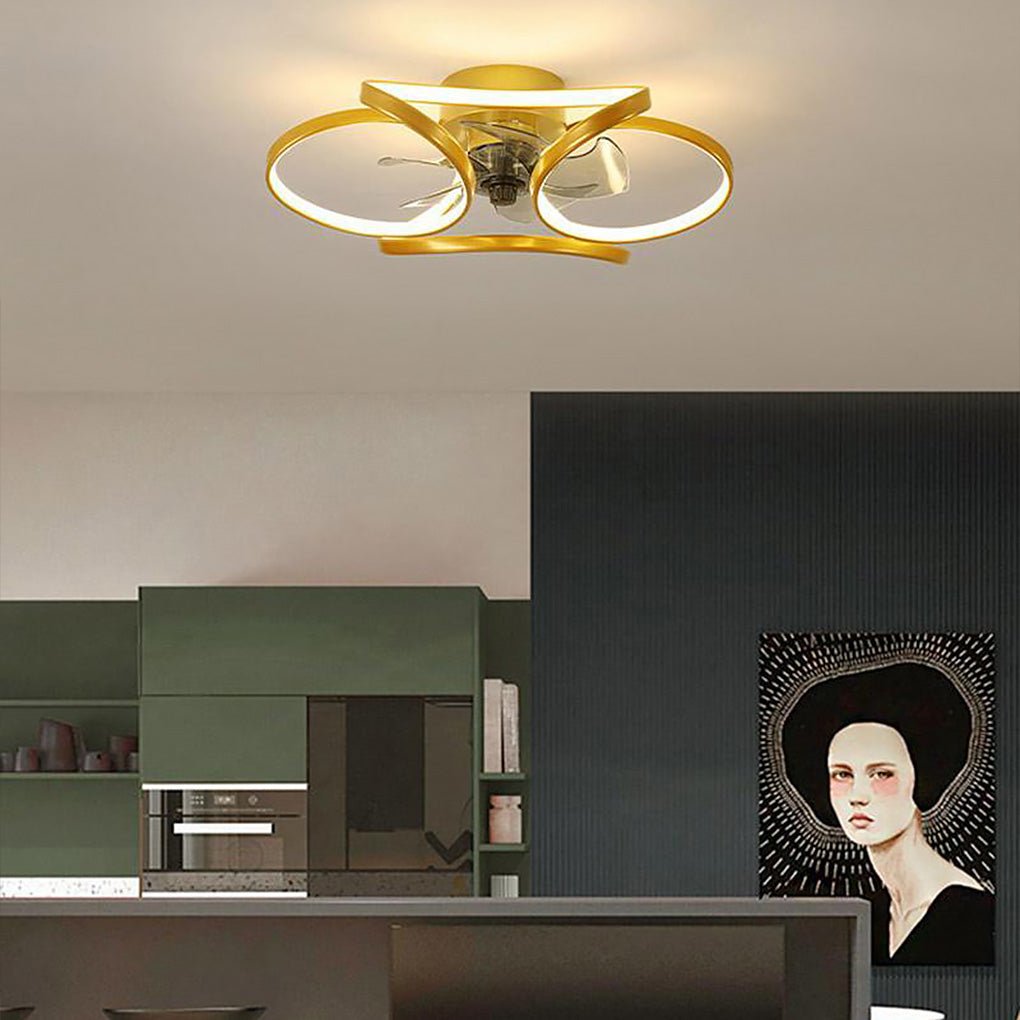 Plafonnier ventilateur LED design fleur avec télécommande. Offre confort et éclairage élégant pour votre intérieur.