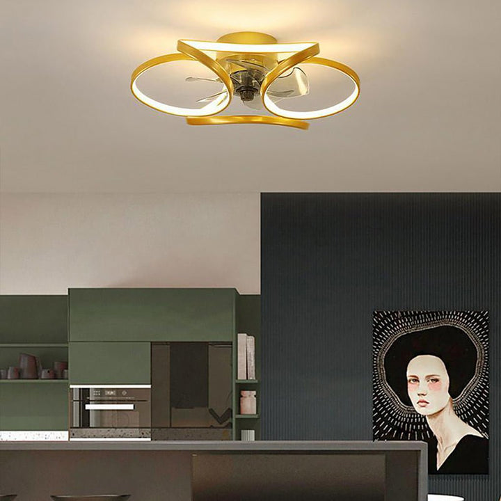 Plafonnier ventilateur LED design fleur avec télécommande. Offre confort et éclairage élégant pour votre intérieur.