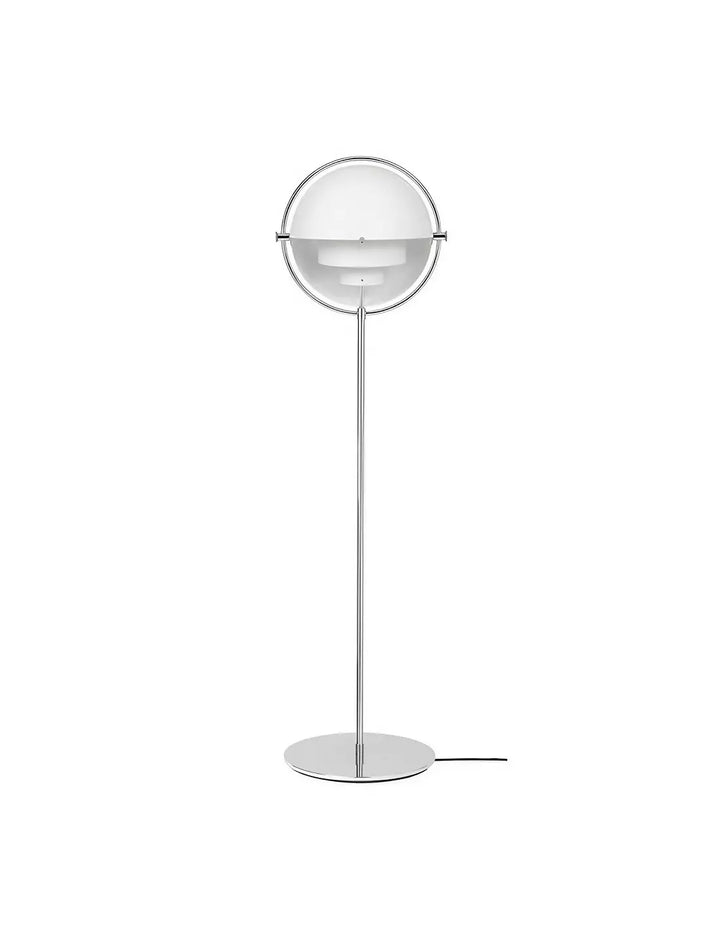 Lampadaire design pour salon, sculptural avec double éclairage ajustable, luminaire intérieur moderne.