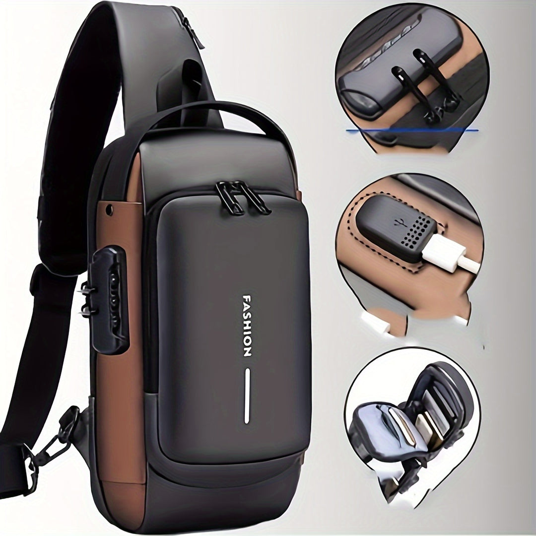 Sac homme anti-vol, port USB intégré, bandoulière ajustable. Pour un quotidien sécurisé et stylé.