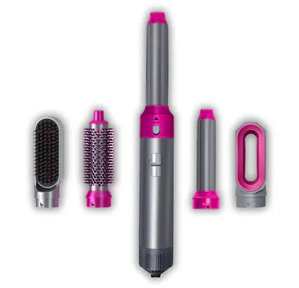 Kit complet d'airstyler 5-en-1. Obtenez boucles serrées, vagues souples, lissage parfait, volume intense.
