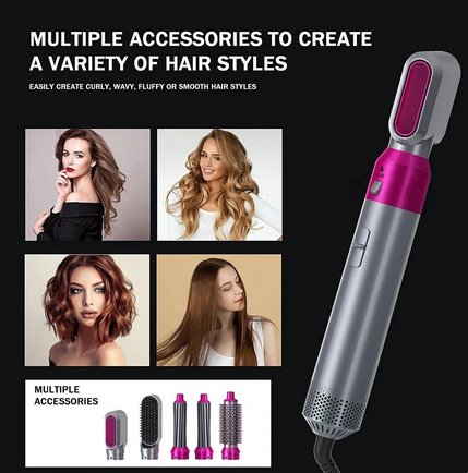 Brosse airstyler 5-en-1 pour volume et lissage. Créez des coiffures variées avec cet outil professionnel.