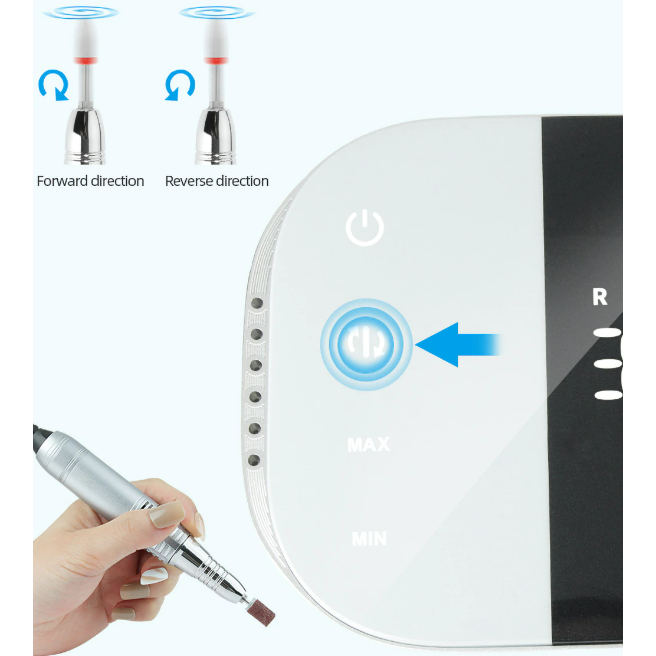 Kit fraiseuse électrique pro avec embouts pour limer, polir et sculpter les ongles. Parfait pour nail art.