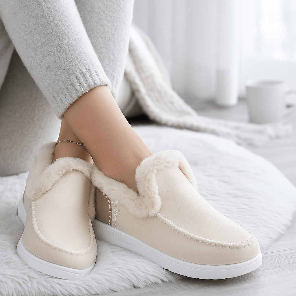 Chaussures d'intérieur femme ultra-douces effet peluche pour un confort et une chaleur inégalés à la maison.