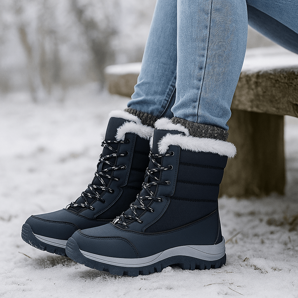 Paire de bottes Liorne matelassées pour femme, doublure thermique, lacets résistants, parfaites pour l'hiver froid.