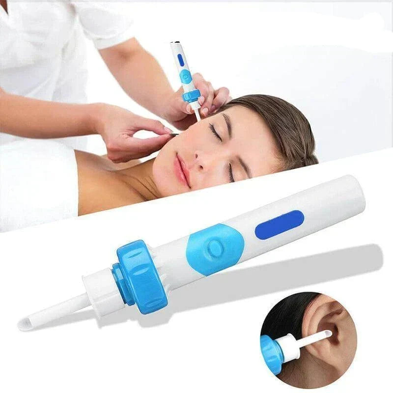 Dispositif électrique blanc pour hygiène auriculaire facile, enlève le cérumen en toute sécurité et confort.