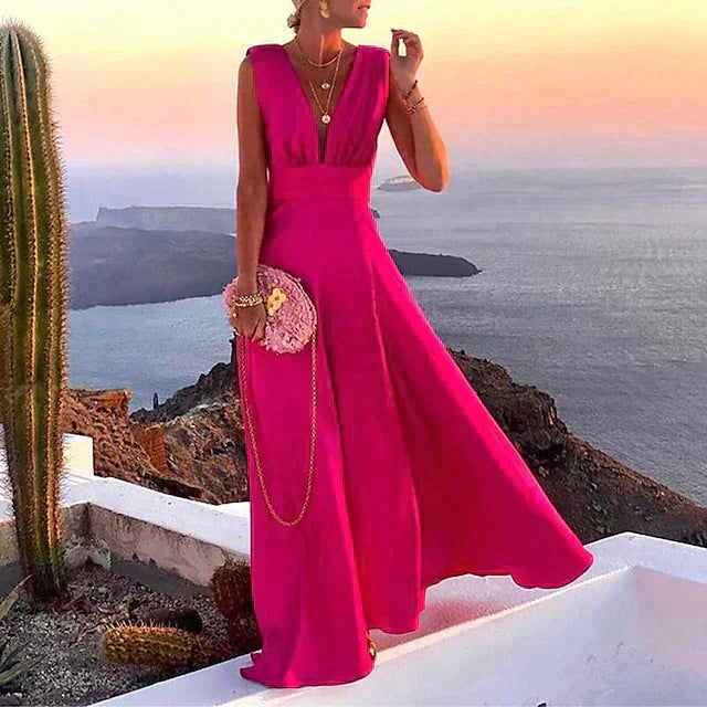 Robe longue femme Aurélie confortable et légère, idéale pour le printemps/été. Son style polyvalent s'adapte à toute occasion.