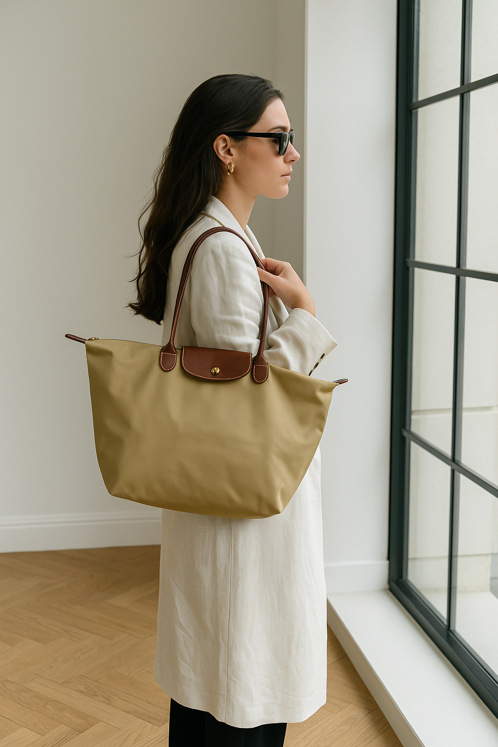 Sac à main femme polyvalent et élégant, vue de profil. Un accessoire de mode tendance et moderne, idéal pour l'organisation quotidienne.