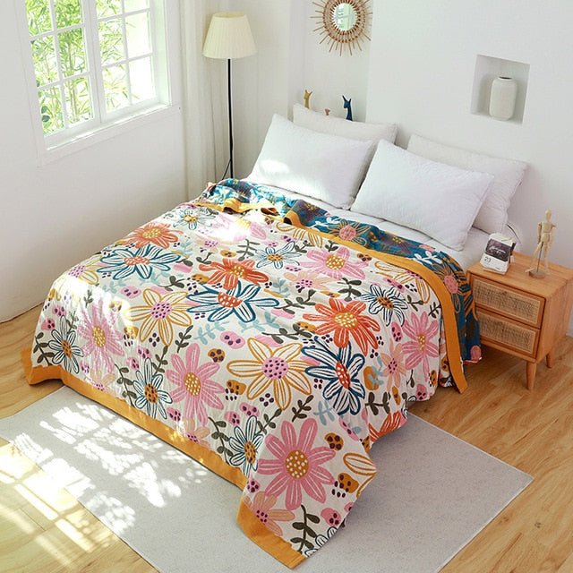 Jeté en coton bohème scandinave, parfait pour ajouter texture et style à votre canapé ou fauteuil.