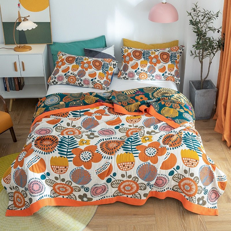 Plaid en coton style bohème scandinave, idéal pour un canapé ou lit, apporte confort et chaleur.