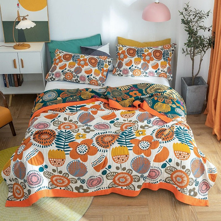 Plaid en coton style bohème scandinave, idéal pour un canapé ou lit, apporte confort et chaleur.