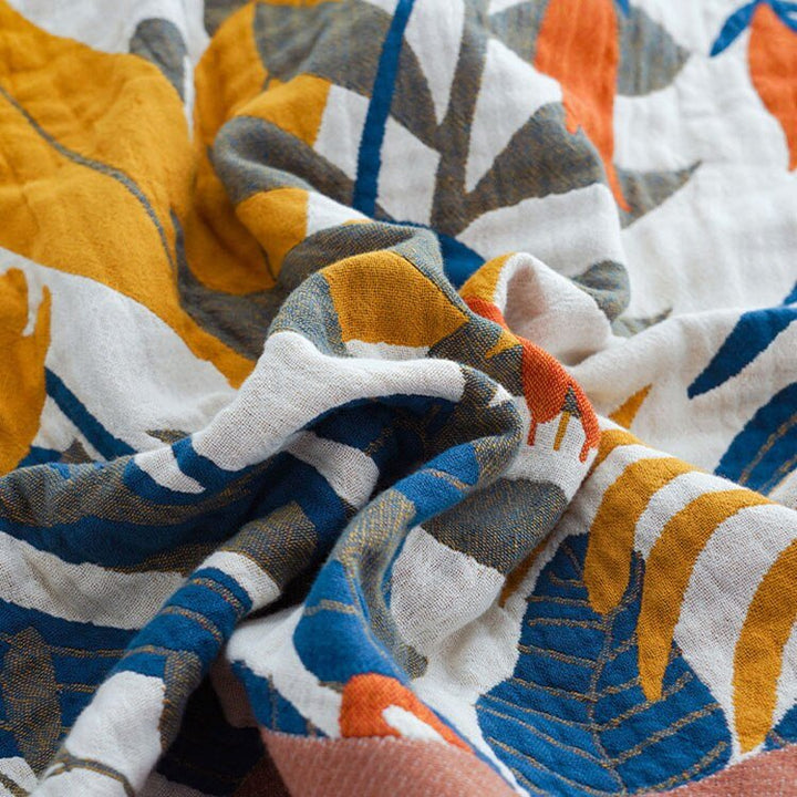 Jeté de canapé bohème en coton, motif ethnique scandinave, parfait pour une décoration intérieure.