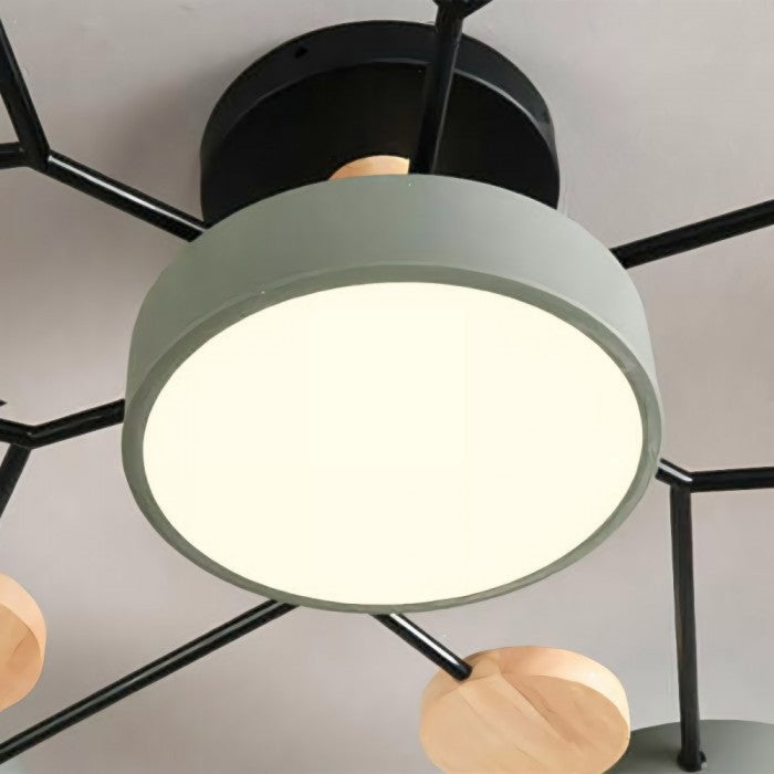 Lampe plafond LED style nordique, éclairage chaleureux et design minimaliste.