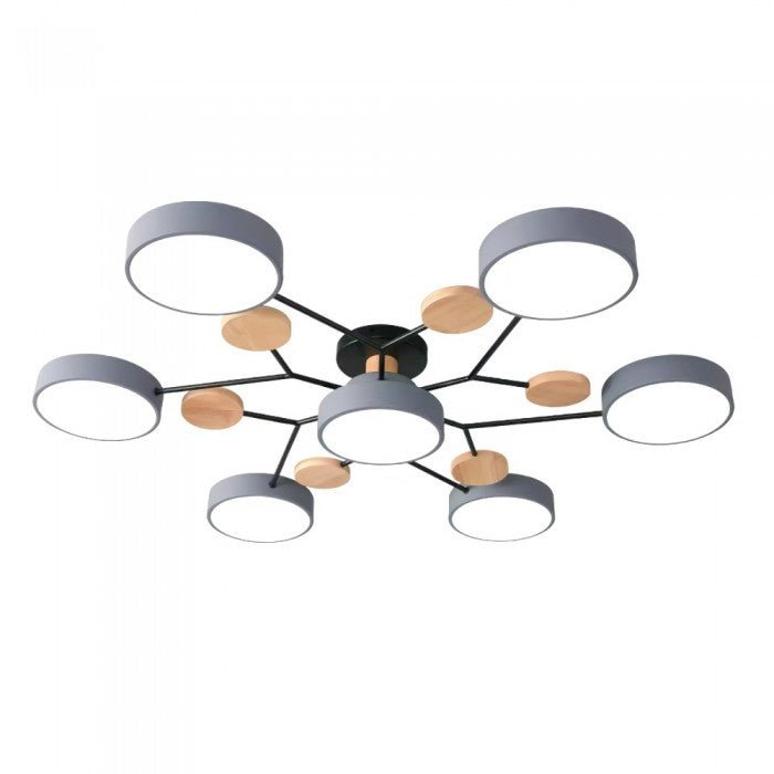 Luminaire LED scandinave vert, ramifié. Éclairage de plafond moderne et esthétique.