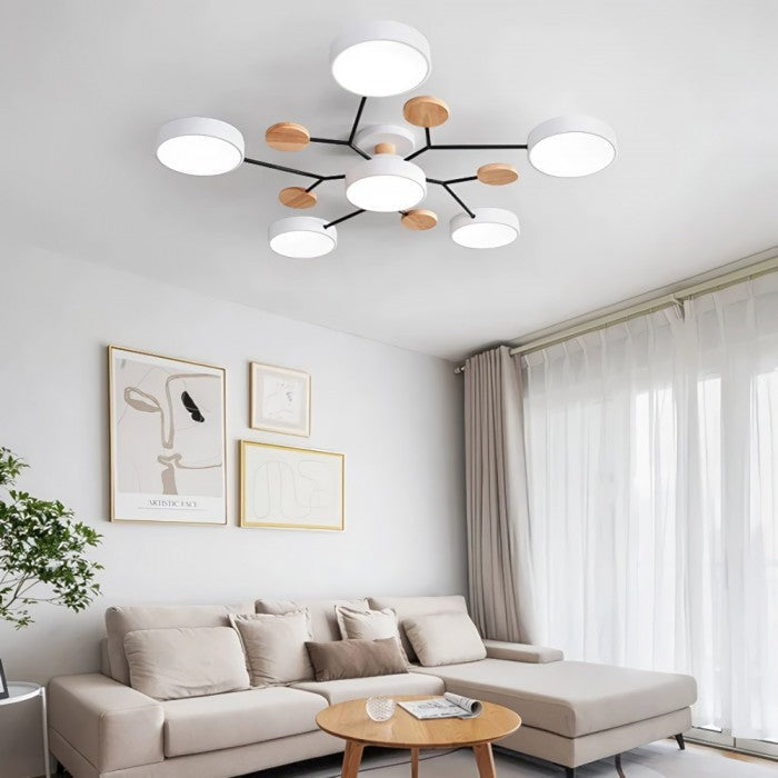 Plafonnier LED acrylique et métal, éclairage moderne économe pour votre intérieur.