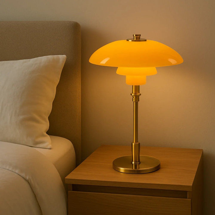 Lumière d'ambiance LED nordique, lampe de table en verre, design minimaliste pour une décoration élégante.