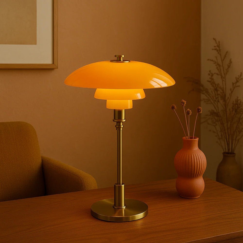 Lampe de table LED nordique en verre, design scandinave minimaliste, lumière d'ambiance pour salon et chambre.