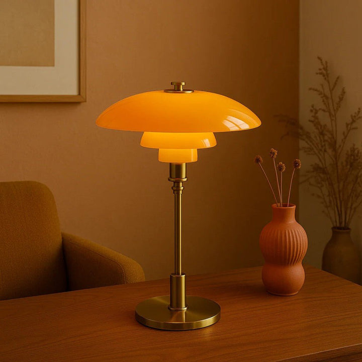 Lampe de table LED nordique en verre, design scandinave minimaliste, lumière d'ambiance pour salon et chambre.