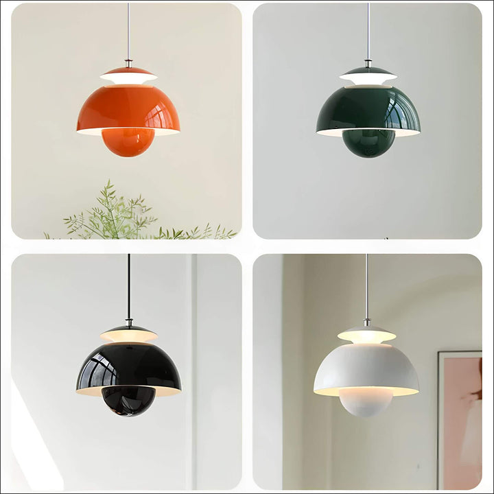 Détail d'un plafonnier LED sphérique, soulignant son design moderne et sa lumière douce.
