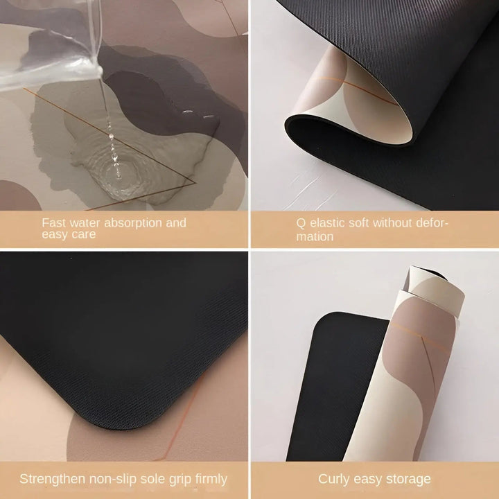 Tapis de cuisine antidérapant et absorbant en PVC, ajoutant sécurité, protection et style à votre espace culinaire.