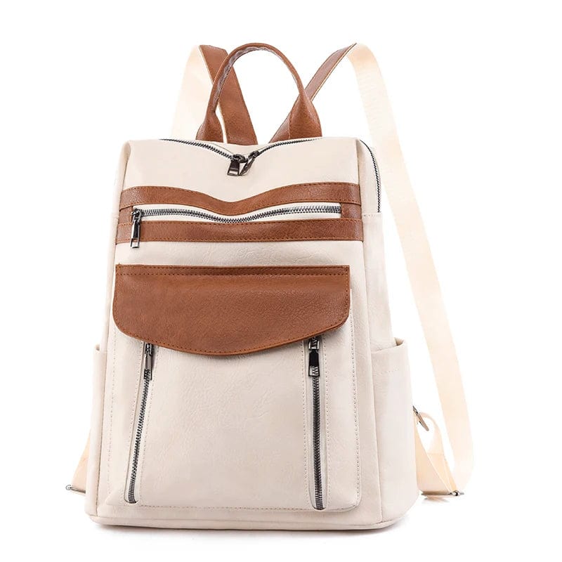 Sac à dos femme, design intemporel en cuir vegan, parfait pour la ville et les loisirs.