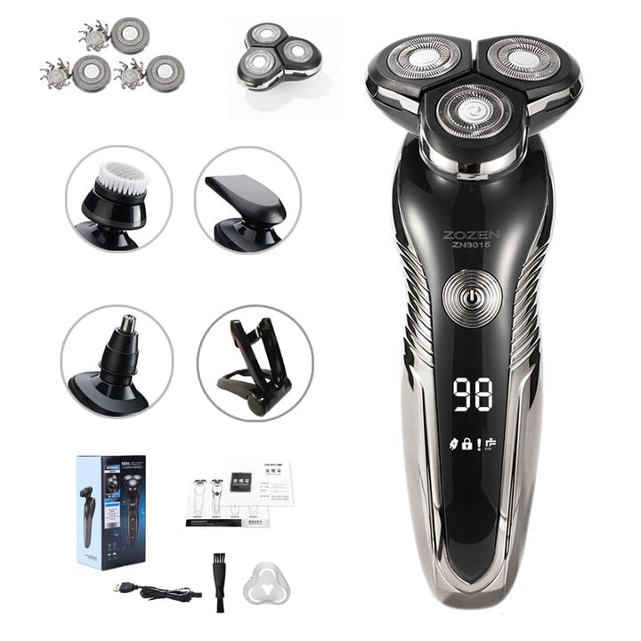 Rasoir électrique homme étanche, résistant à l'eau, idéal pour un nettoyage facile et un rasage sous la douche.