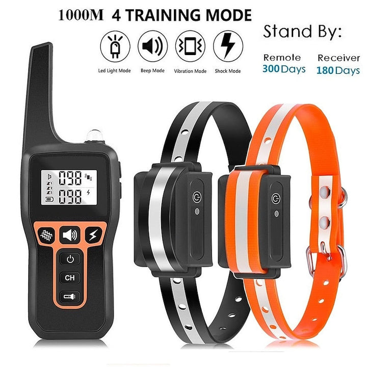 Entraînement canin: collier de dressage étanche, rechargeable, pour un contrôle efficace à 1000m.