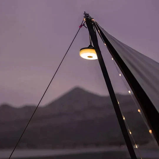 Lampe LED portable, rechargeable et étanche, parfaite pour éclairer votre jardin la nuit.