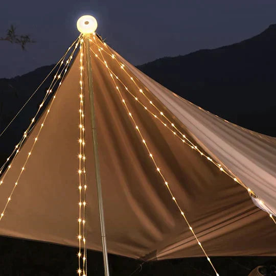 LED portable pour camping, lumière d'appoint fiable et ambiance chaleureuse.