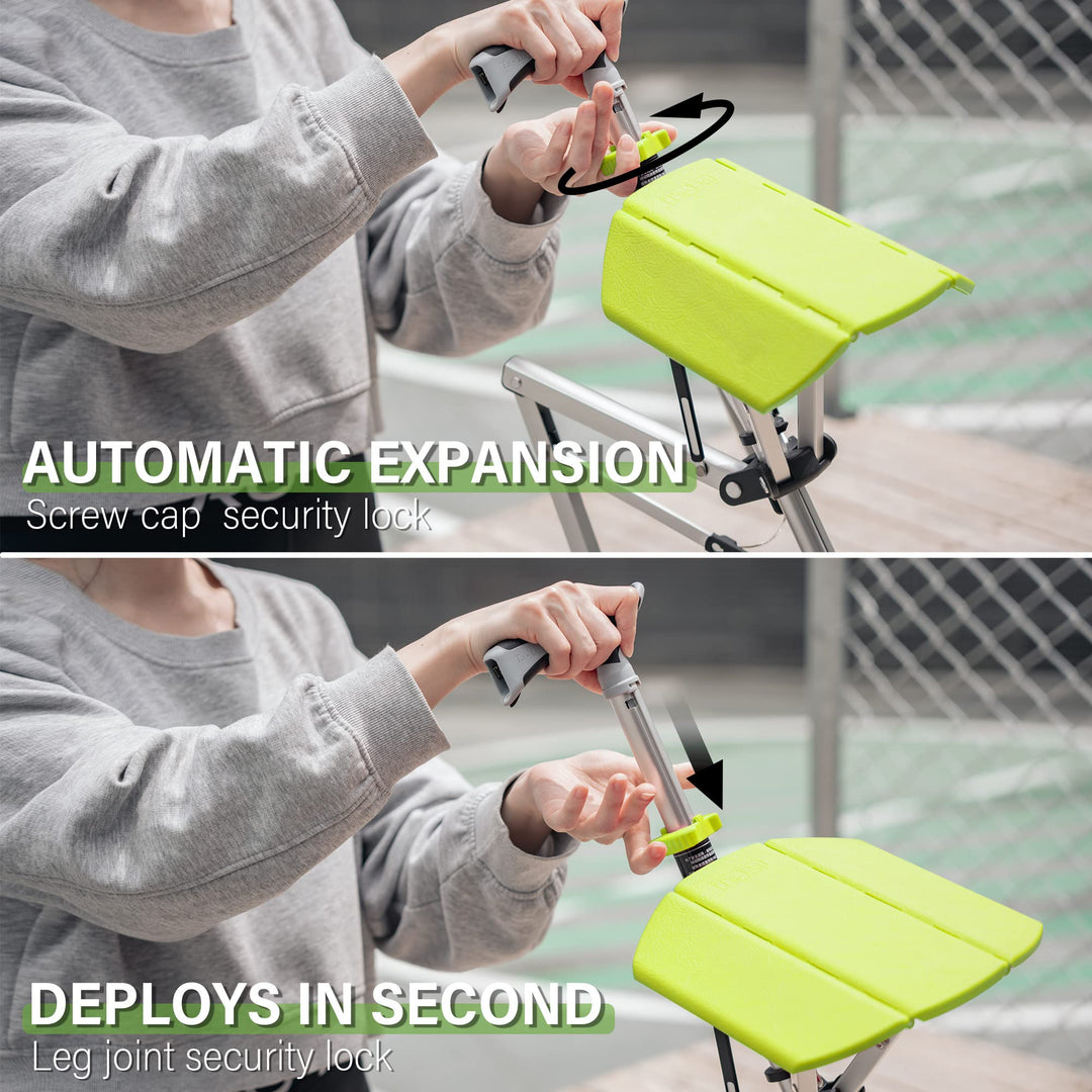 Le CrutchSeat, accessoire béquille indispensable. Siège portable, léger et pliable, pour un support instantané.