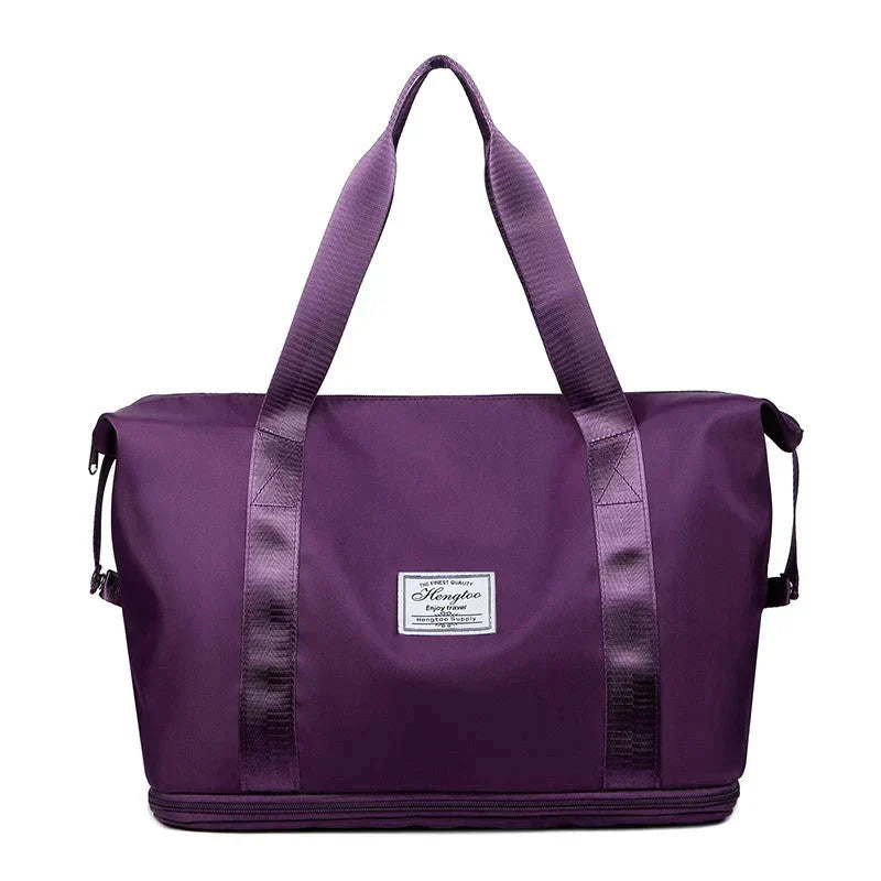 Sac de voyage pour femmes, couleur unie, léger et résistant à l'eau, facile à plier et transporter.