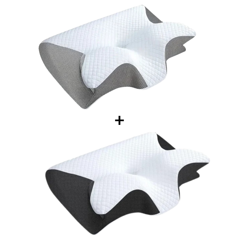 Dormeur sur le côté avec oreiller cervical ergonomique en mousse à mémoire, soutien nuque et confort optimal.