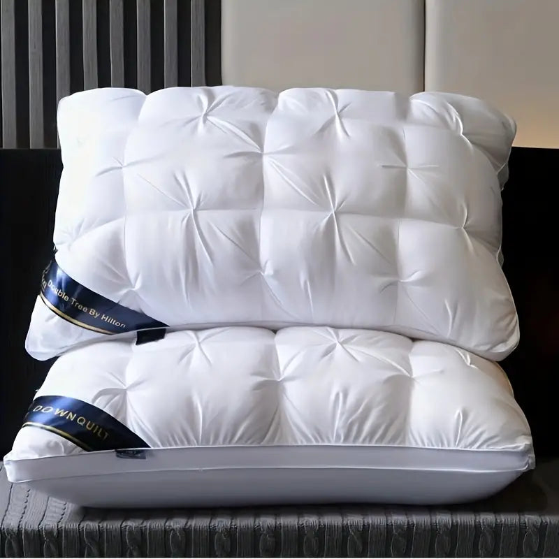 Oreiller de luxe gonflé, confort hôtelier supérieur pour un sommeil réparateur et ergonomique.