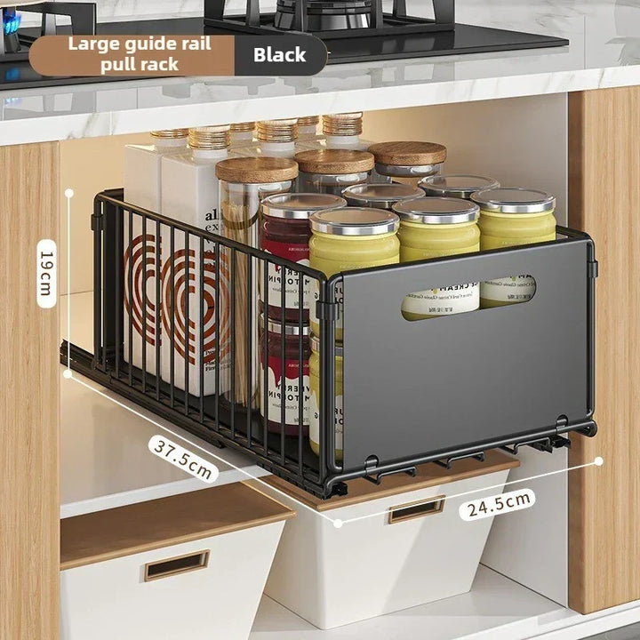 Tiroir coulissant robuste pour épices et condiments. Idéal pour optimiser l'accès aux placards de cuisine profonds.