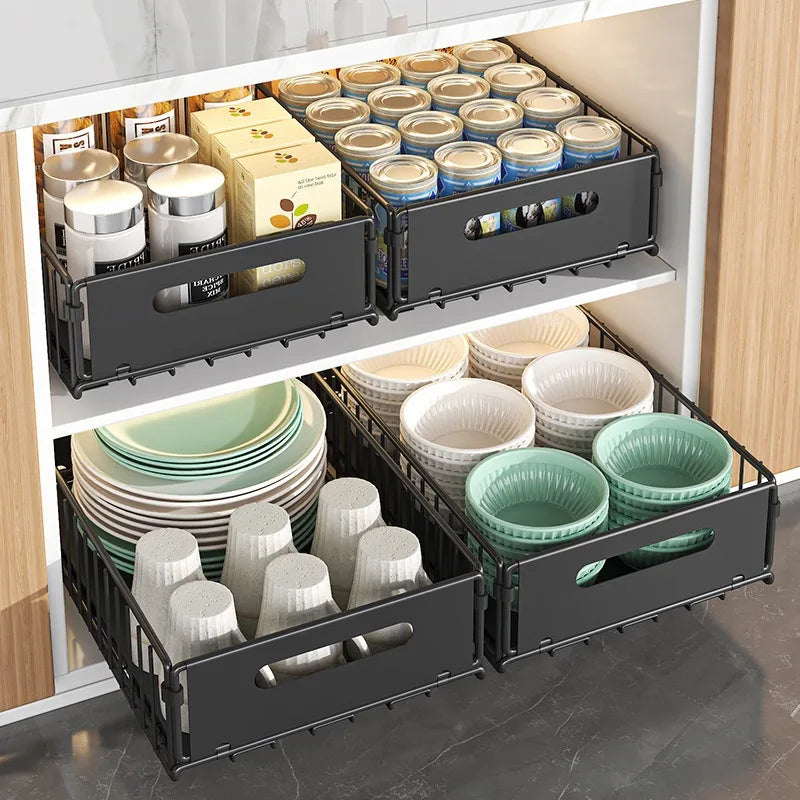 Rangement épices en acier carbone durable, tiroir coulissant robuste pour une cuisine organisée et moderne.